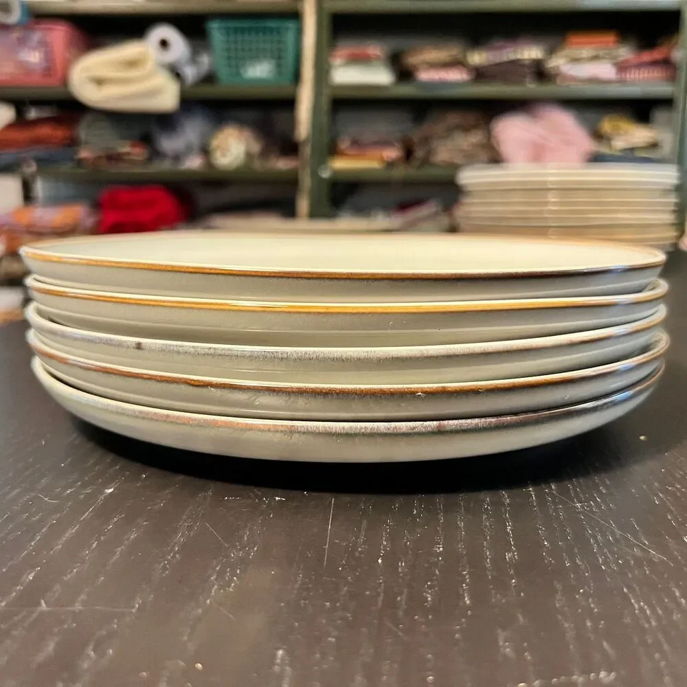 Ikea GLADELIG (5) Gray Stoneware Dinner Plates 10